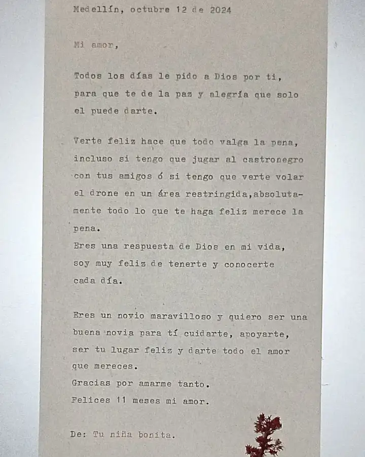 Hermosa carta de amor